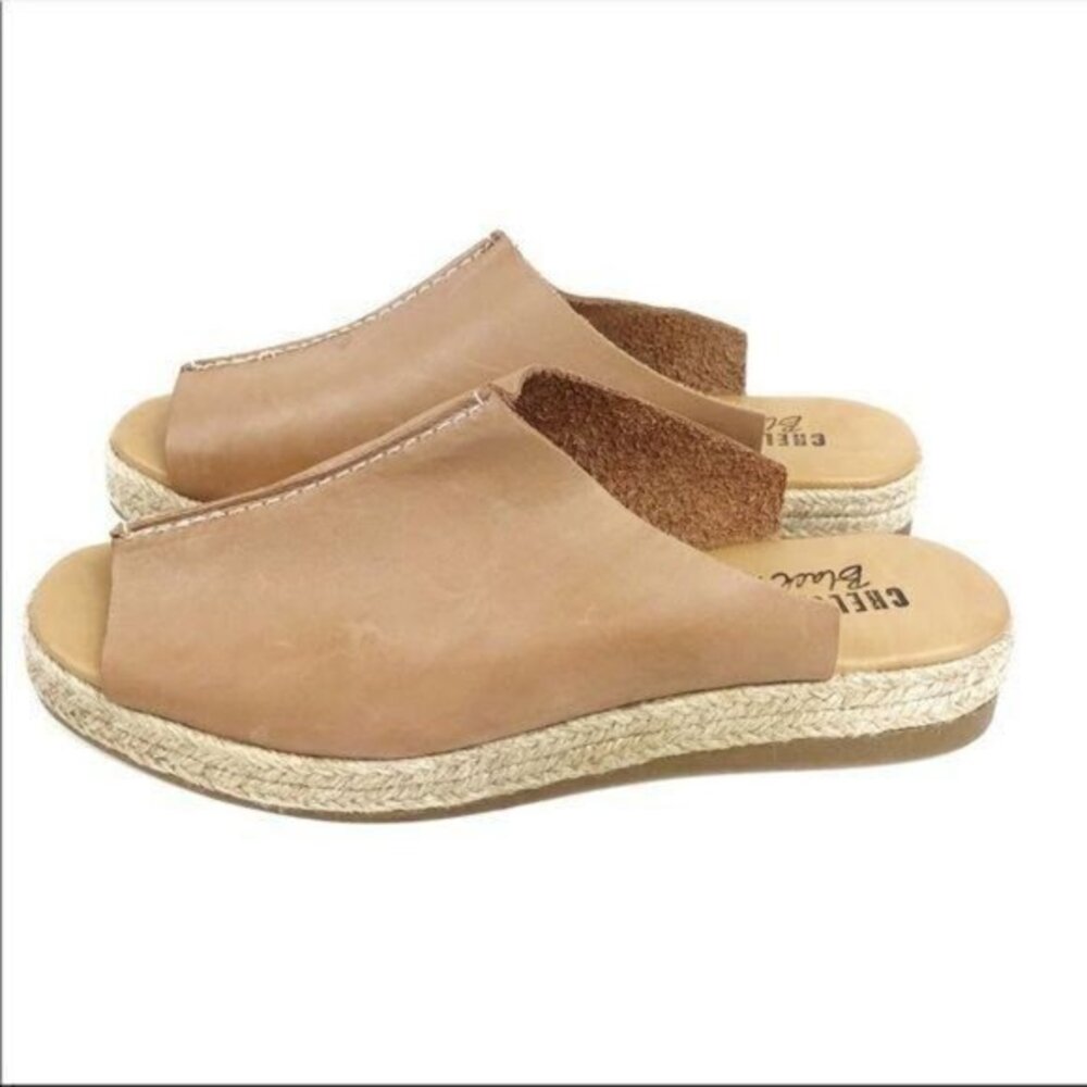 NEW Chelsea Crew Mel Tan Leather Slides Size 6